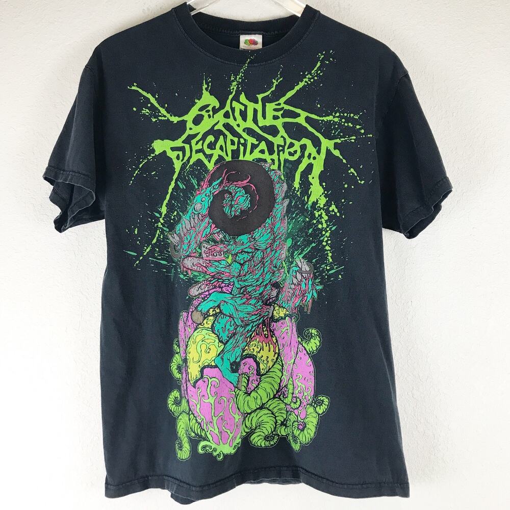 Cattle Decapitation Deathgrind Metal Band Tee 100% Cotton Graphic Shirt Faded L